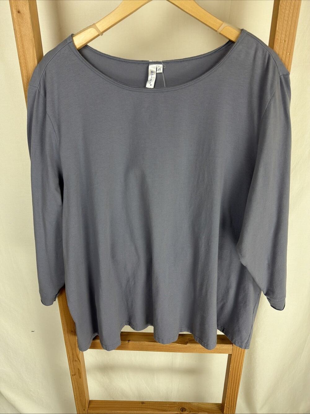 NWT Kleen Lavendar Gray 3/4 Sleeve Cotton Blend Top #0832 3X